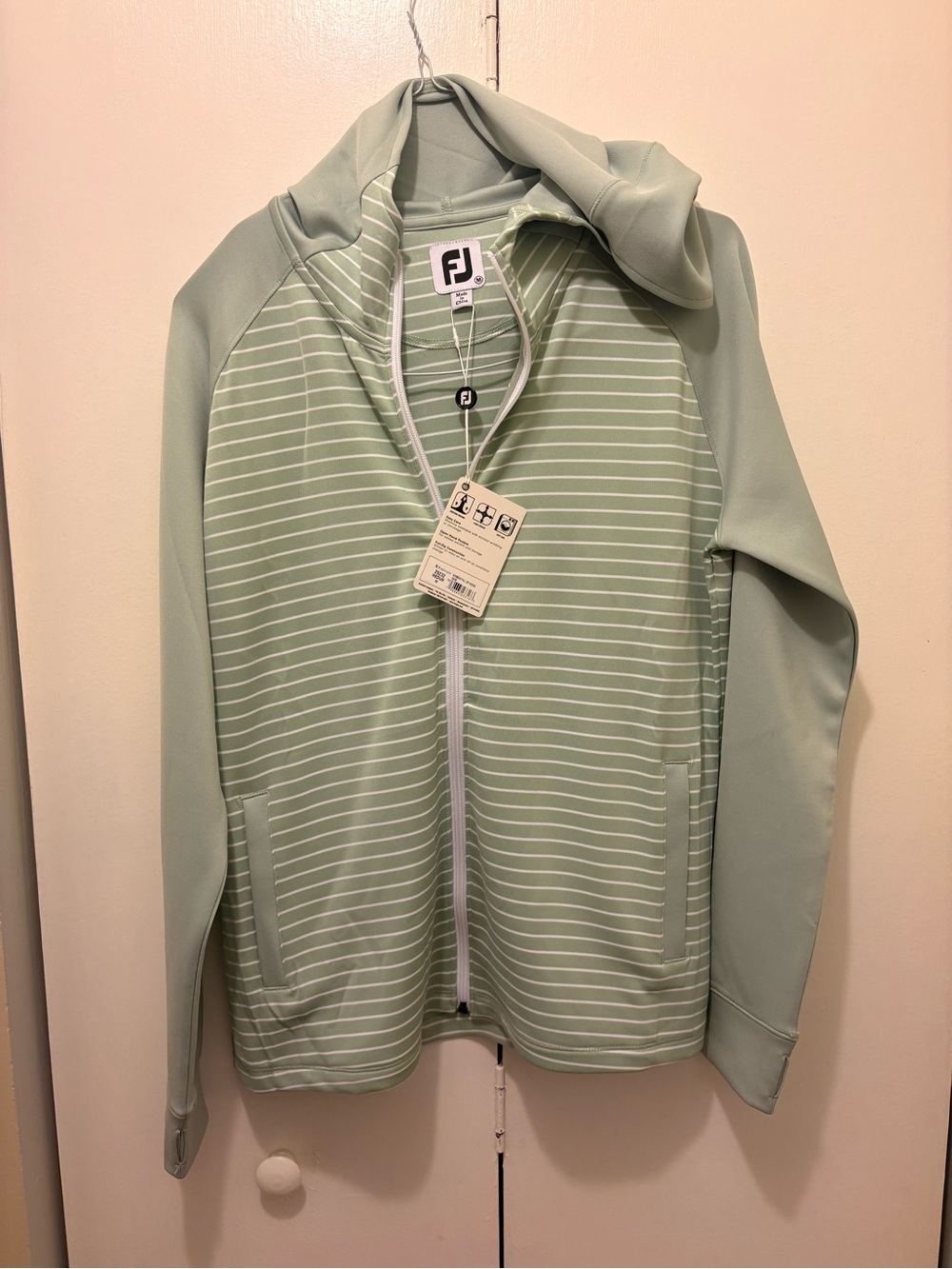 NWT - Womens' FootJoy Light Green Striped Hooded Jacket